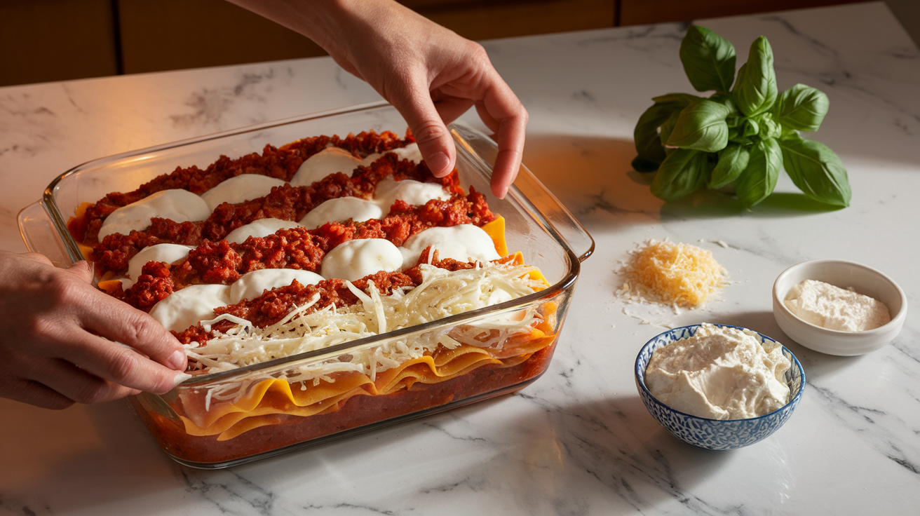 Step-by-Step Lasagna Assembly