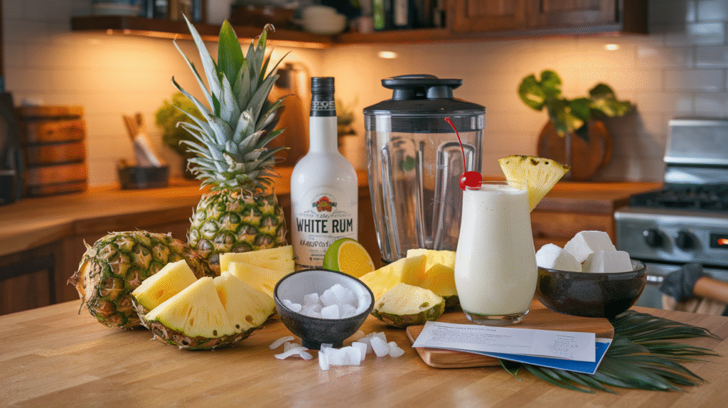 Step-by-Step with all Ingredients Piña Colada Recipe